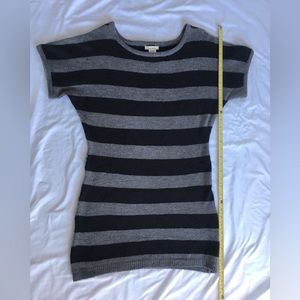 NWT Love Rocks grey/black striped short warm sleeveless sweater dress.